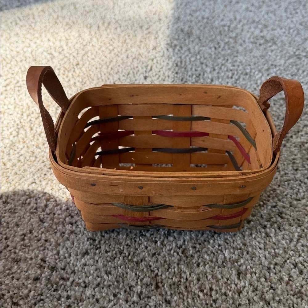Set of Two Longaberger Baskets, Button Basket w/protector & Heritage Tea Basket